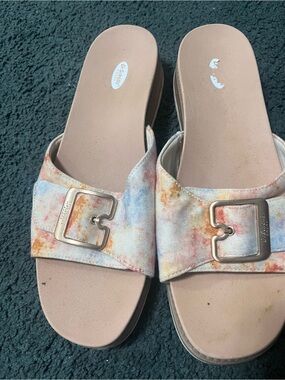 Dr. Scholl's Women's Tie-Dye Buckle Slide Sandals - Pink Multi